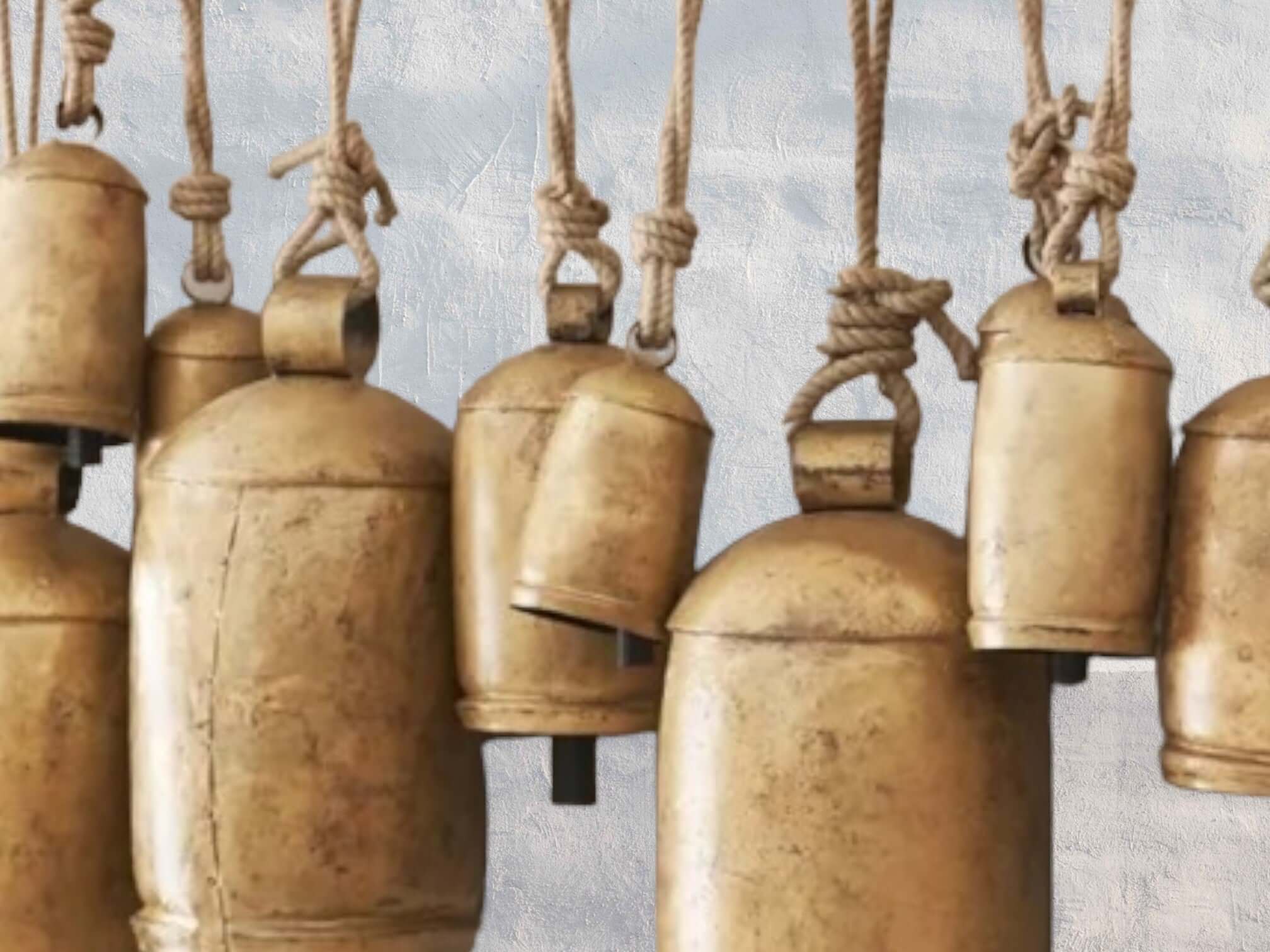 Vintage cow bells , brass bells set of 3